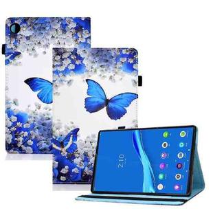 For Lenovo Tab M10 3rd Gen Colored Drawing Elastic Band Smart Leather Tablet Case(Flower Butterfly)