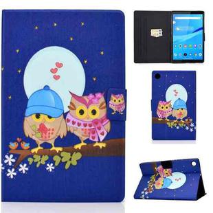 For Lenovo Tab M10 3rd Gen Colored Drawing Smart Leather Tablet Case(Couple Owls)