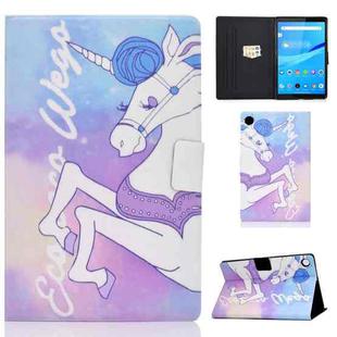 For Lenovo Tab M10 3rd Gen Colored Drawing Smart Leather Tablet Case(Pink Horse)