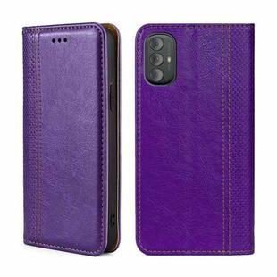 For Motorola Moto G Power 2022 Grid Texture Magnetic Flip Leather Phone Case(Purple)