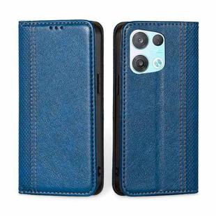 For OPPO Reno8 Pro 5G Grid Texture Magnetic Flip Leather Phone Case(Blue)