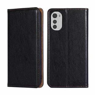 For Motorola Moto E32 4G Gloss Oil Solid Color Magnetic Leather Phone Case(Black)