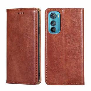 For Motorola Edge 30 Gloss Oil Solid Color Magnetic Leather Phone Case(Brown)