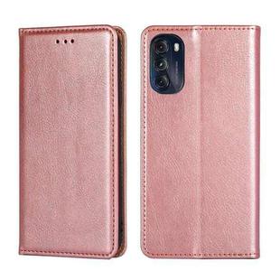 For Motorola Moto G 2022 Gloss Oil Solid Color Magnetic Leather Phone Case(Rose Gold)