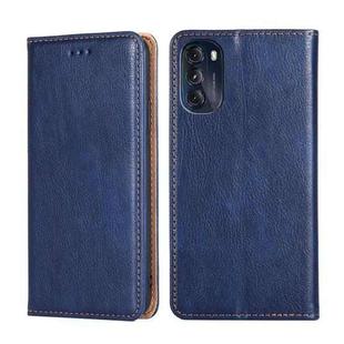 For Motorola Moto G 2022 Gloss Oil Solid Color Magnetic Leather Phone Case(Blue)