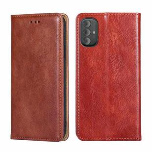For Motorola Moto G Power 2022 Gloss Oil Solid Color Magnetic Leather Phone Case(Brown)