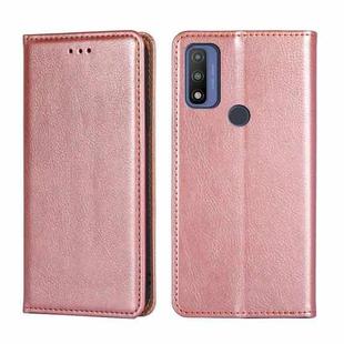 For Motorola G Pure Gloss Oil Solid Color Magnetic Leather Phone Case(Rose Gold)