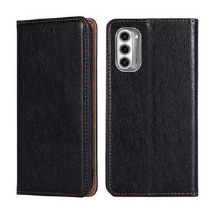 For Motorola Moto G52j 5G Gloss Oil Solid Color Magnetic Leather Phone Case(Black)