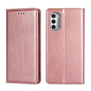 For Motorola Moto G52j 5G Gloss Oil Solid Color Magnetic Leather Phone Case(Rose Gold)