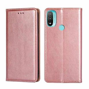 For Motorola Moto E20 Gloss Oil Solid Color Magnetic Leather Phone Case(Rose Gold)