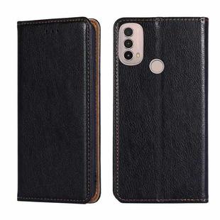 For Motorola Moto E40 Gloss Oil Solid Color Magnetic Leather Phone Case(Black)