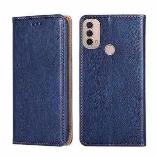 For Motorola Moto E40 Gloss Oil Solid Color Magnetic Leather Phone Case(Blue)