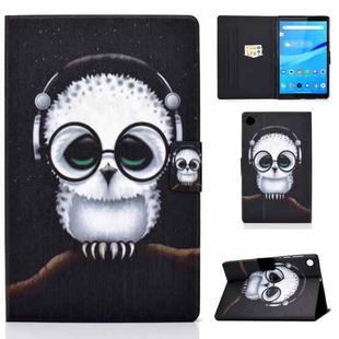 For Lenovo Tab M10 3rd Gen Colored Drawing Smart Leather Tablet Case(White Owl)