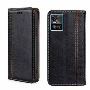 For vivo S10/S10 Pro Grid Texture Magnetic Flip Leather Phone Case(Black)