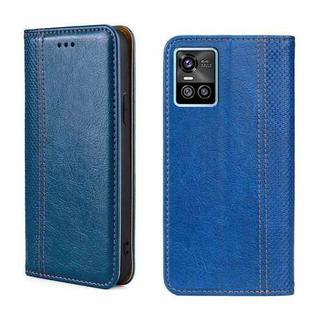For vivo S10/S10 Pro Grid Texture Magnetic Flip Leather Phone Case(Blue)