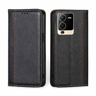 For vivo S15 5G Grid Texture Magnetic Flip Leather Phone Case(Black)