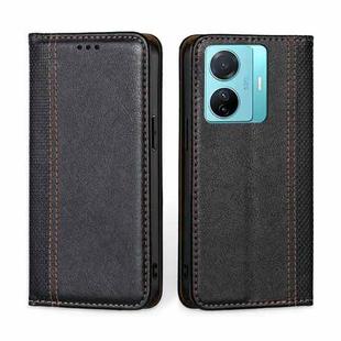 For vivo S15e/T1 Snapdragon 778G Grid Texture Magnetic Flip Leather Phone Case(Black)