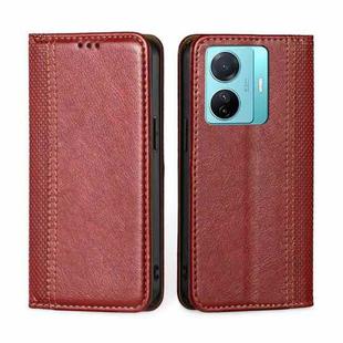 For vivo S15e/T1 Snapdragon 778G Grid Texture Magnetic Flip Leather Phone Case(Red)