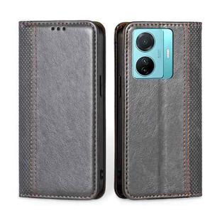 For vivo S15e/T1 Snapdragon 778G Grid Texture Magnetic Flip Leather Phone Case(Grey)