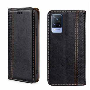 For vivo V21 4G/5G Grid Texture Magnetic Flip Leather Phone Case(Black)