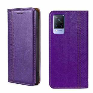 For vivo V21 4G/5G Grid Texture Magnetic Flip Leather Phone Case(Purple)