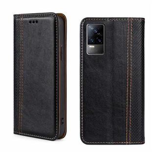For vivo V21e 4G/Y73 2021 Grid Texture Magnetic Flip Leather Phone Case(Black)