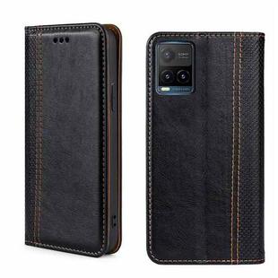 For vivo Y21/Y21s/Y33s Grid Texture Magnetic Flip Leather Phone Case(Black)