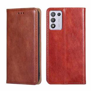 For PPO K9s / Realme Q3s Gloss Oil Solid Color Magnetic Leather Phone Case(Brown)