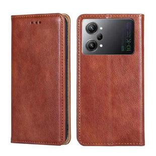 For OPPO K10 Pro 5G Gloss Oil Solid Color Magnetic Leather Phone Case(Brown)