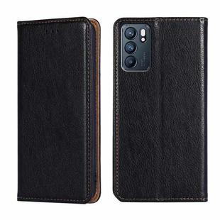 For OPPO Reno6 5G Gloss Oil Solid Color Magnetic Leather Phone Case(Black)