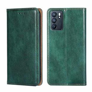 For OPPO Reno6 5G Gloss Oil Solid Color Magnetic Leather Phone Case(Green)