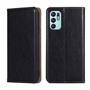 For OPPO Reno6 4G Gloss Oil Solid Color Magnetic Leather Phone Case(Black)