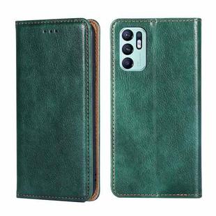 For OPPO Reno6 4G Gloss Oil Solid Color Magnetic Leather Phone Case(Green)