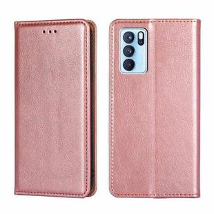 For OPPO Reno6 Pro 5G Gloss Oil Solid Color Magnetic Leather Phone Case(Rose Gold)