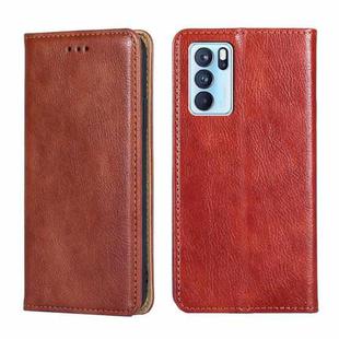 For OPPO Reno6 Pro 5G Gloss Oil Solid Color Magnetic Leather Phone Case(Brown)