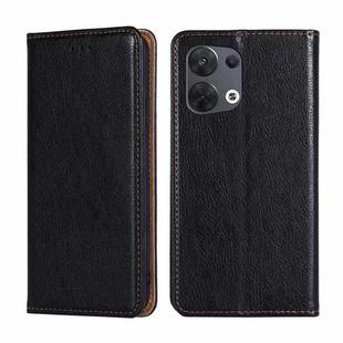 For OPPO Reno8 5G Gloss Oil Solid Color Magnetic Leather Phone Case(Black)