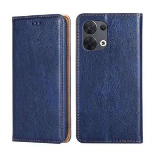 For OPPO Reno8 5G Gloss Oil Solid Color Magnetic Leather Phone Case(Blue)