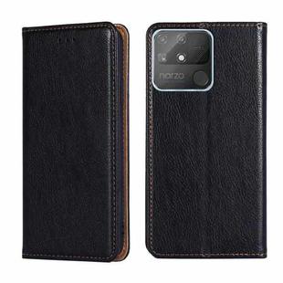 For OPPO Realme Narzo 50A Gloss Oil Solid Color Magnetic Leather Phone Case(Black)