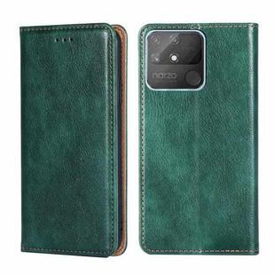 For OPPO Realme Narzo 50A Gloss Oil Solid Color Magnetic Leather Phone Case(Green)