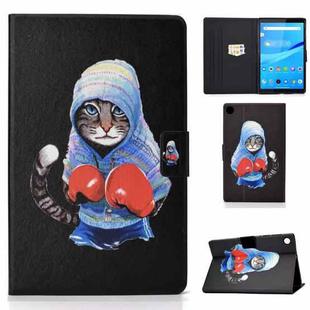 For Lenovo Tab M10 3rd Gen Colored Drawing Smart Leather Tablet Case(Boxing Cat)