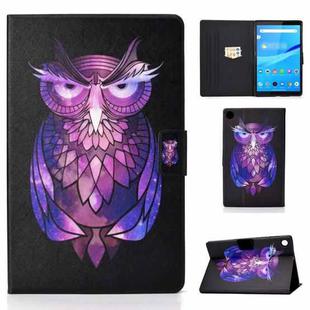 For Lenovo Tab M10 3rd Gen Colored Drawing Smart Leather Tablet Case(Owl)