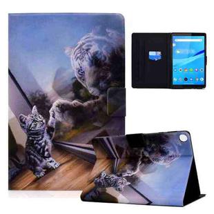 For Lenovo Tab M10 3rd Gen Colored Drawing Smart Leather Tablet Case(Cat and Tiger)