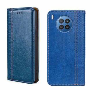 For Huawei nova 8i Grid Texture Magnetic Flip Leather Phone Case(Blue)