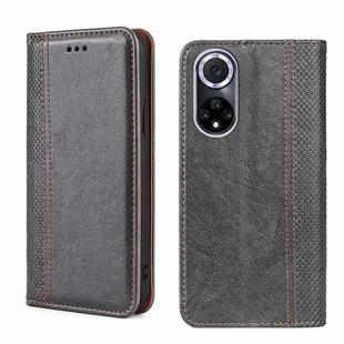 For Huawei nova 9 Grid Texture Magnetic Flip Leather Phone Case(Grey)
