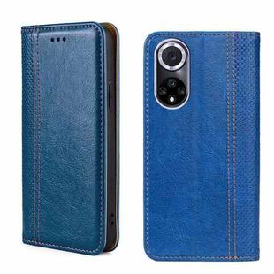 For Huawei nova 9 Grid Texture Magnetic Flip Leather Phone Case(Blue)