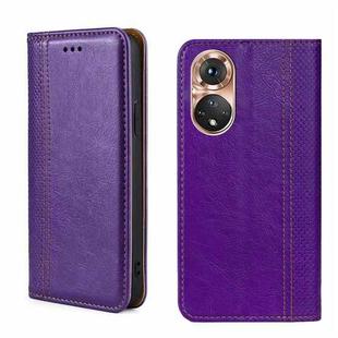 For Honor 50 Grid Texture Magnetic Flip Leather Phone Case(Purple)