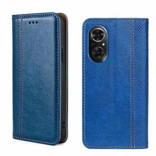 For Honor 50 SE Grid Texture Magnetic Flip Leather Phone Case(Blue)