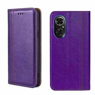 For Honor 50 SE Grid Texture Magnetic Flip Leather Phone Case(Purple)