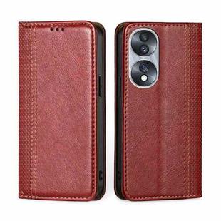 For Honor 70 Grid Texture Magnetic Flip Leather Phone Case(Red)