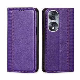 For Honor 70 Grid Texture Magnetic Flip Leather Phone Case(Purple)